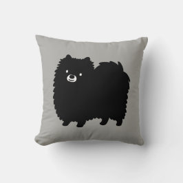 Niedlicher schwarzer Spitz Adorable Fluffy Dog Kissen