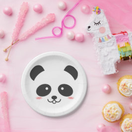 Niedlicher schwarzer und weißer Kawaii-Panda-Bär Pappteller