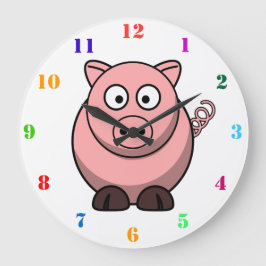 NIEDLICHER SCHWEIN MIT FARBEN ZAHLEN Kinder Große Wanduhr