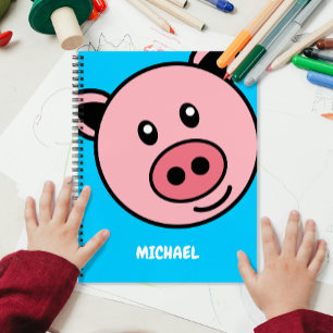 Niedlicher Schweinekopf Einfache Bezeichnung des Notizbuch