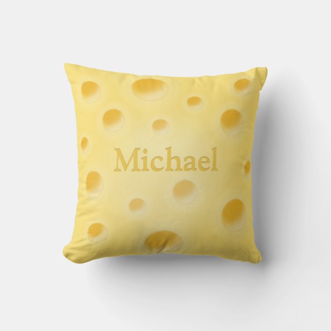 Niedlicher Schweizer Käse mit Holes Personalisiert Kissen (Vorderseite)