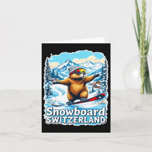 Niedlicher Schweizer Marmot Snowboarden Landschaft Karte