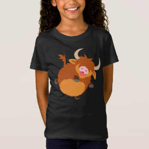 Niedlicher schwimmender Cartoon Hochland Kuh Kids T-Shirt