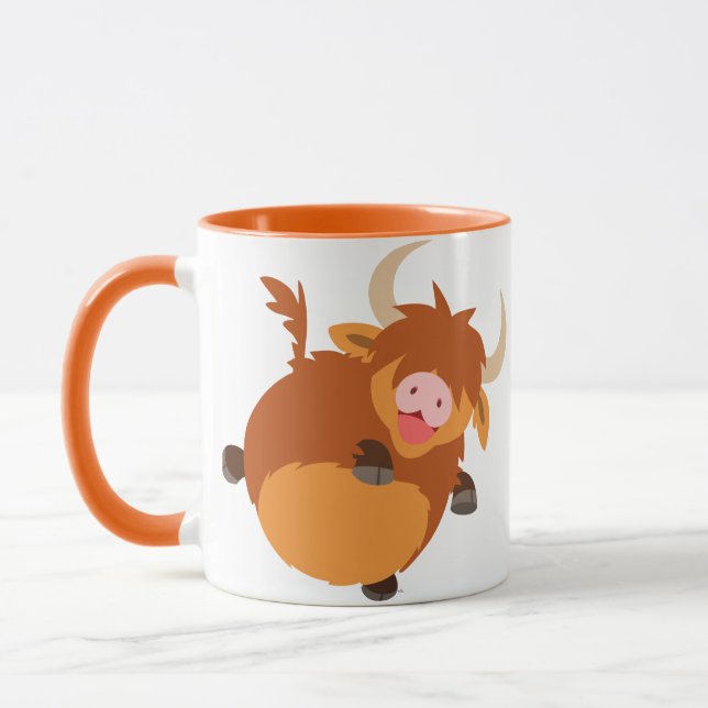 Niedlicher schwimmender Cartoon Hochland-Kuh-Tasse Tasse (Links)