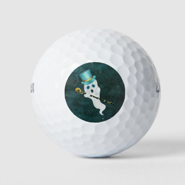 Niedlicher Schwimmer Ghost Blue Eyes Night Sky Sku Golfball (Vorderseite)