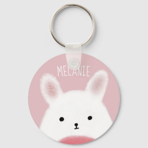 Niedlicher Schwindel Bunny Pink Personalisiert Schlüsselanhänger