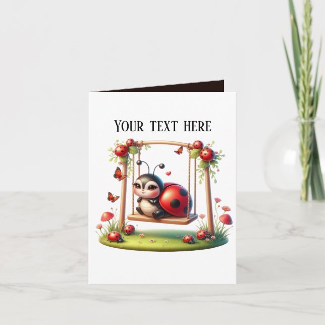 Niedlicher Schwingen von Ladybug Karte (Vorderseite)