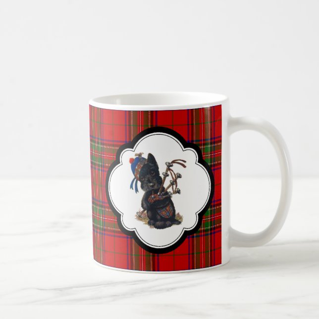 Niedlicher Scottie, der Bagpipes spielt Kaffeetasse (Rechts)