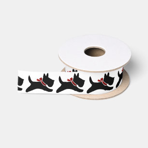 Niedlicher Scottie-Hund Ihre Hintergrund-Farbe Satinband