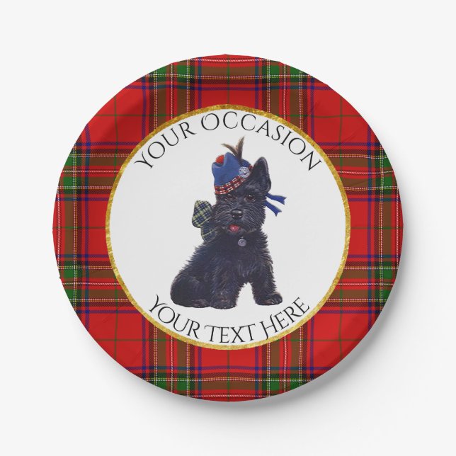 Niedlicher Scottie personifizieren Pappteller (Vorderseite)