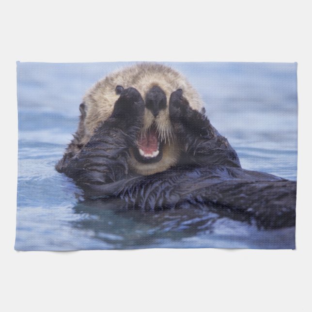 Niedlicher Seeotter | Alaska, USA Küchentuch (Horizontal)