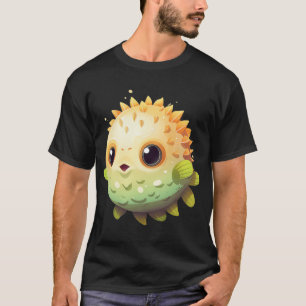 Niedlicher Seepferdchen-Tattoo-Stil in Blau und Gr T-Shirt