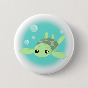 Niedlicher Seeschildkröte-Knopf Button