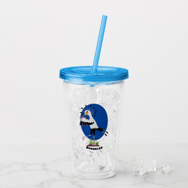 Niedlicher Sekretär Vogel schreibt Notizen Cartoon Acryltrinkbecher (Rückseite Ice)