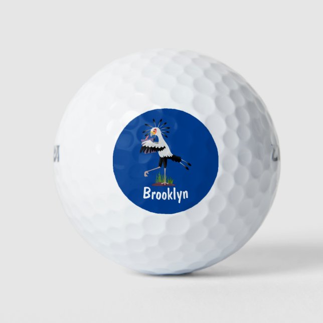 Niedlicher Sekretär Vogel schreibt Notizen Cartoon Golfball (Vorderseite)