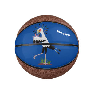Niedlicher Sekretär Vogel schreibt Notizen Cartoon Mini Basketball