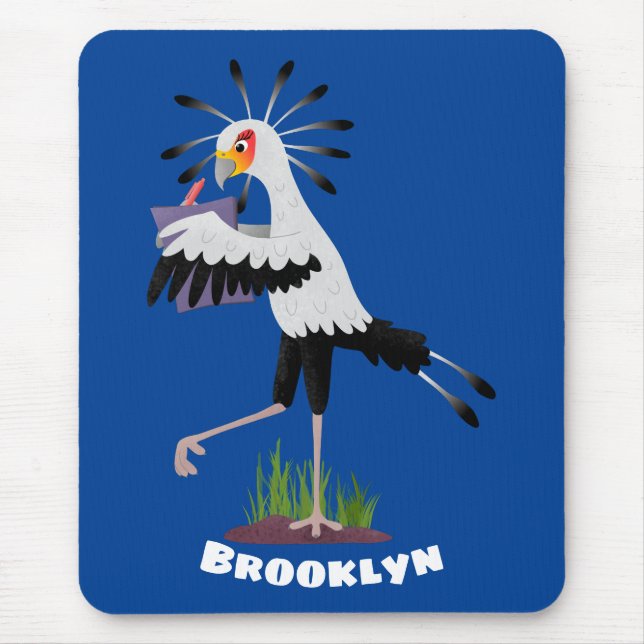 Niedlicher Sekretär Vogel schreibt Notizen Cartoon Mousepad (Vorne)