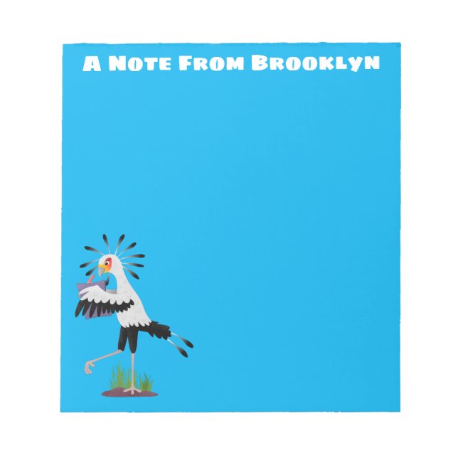 Niedlicher Sekretär Vogel schreibt Notizen Cartoon Notizblock (Vorderseite)