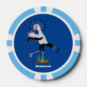 Niedlicher Sekretär Vogel schreibt Notizen Cartoon Pokerchips