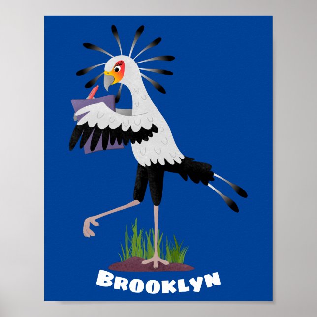 Niedlicher Sekretär Vogel schreibt Notizen Cartoon Poster (Vorne)