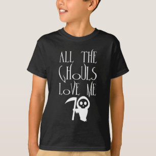 Niedlicher Sensenmann Schwarz-weiß Halloween T-Shirt