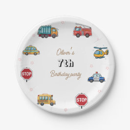 Niedlicher Service Vehicle Birthday bash Pappteller