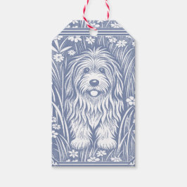 Niedlicher Shaggi-Hund Blau und Weißer Kern Geschenkanhänger