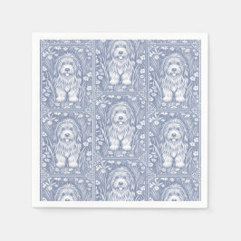 Niedlicher Shaggi-Hund Blau und Weißer Kern Serviette