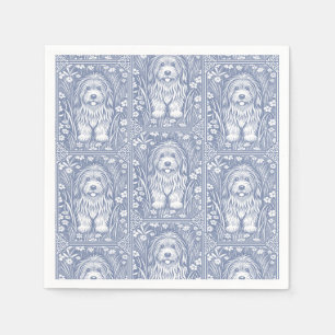 Niedlicher Shaggi-Hund Blau und Weißer Kern Serviette