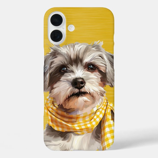 NIEDLICHER SHAGGY TERRIER PUPPY HUND iPhone 16 PLUS HÜLLE (Rückseite)