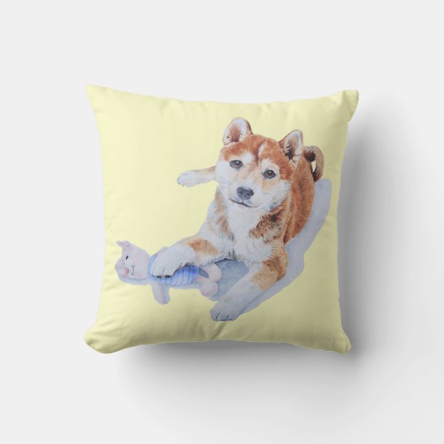 Niedlicher sheba inu Welpenhund Kissen (Vorderseite)
