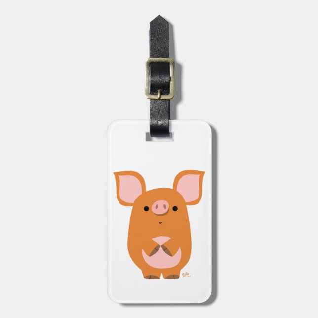 Niedlicher Shi Cartoon Pig Gepäckstück Gepäckanhänger (Vorderseite vertikal)