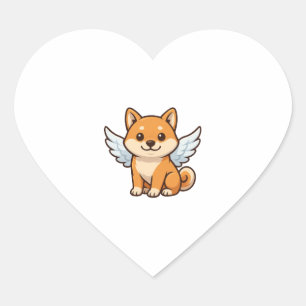 Niedlicher Shiba Inu Engel Cartoon Hundeloss Herz-Aufkleber