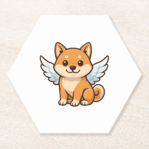 Niedlicher Shiba Inu Engel Cartoon Hundeloss Untersetzer