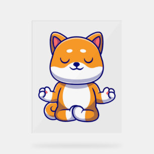 Niedlicher Shiba inu Hund, der Yoga Meditation Car Acrylschild