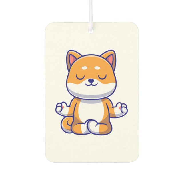 Niedlicher Shiba inu Hund, der Yoga Meditation Car Autolufterfrischer (Vorderseite)