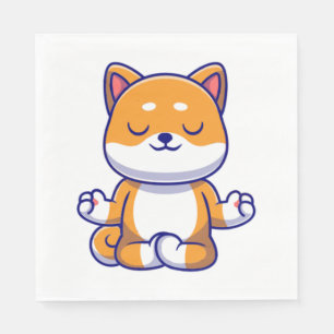 Niedlicher Shiba inu Hund, der Yoga Meditation Car Serviette