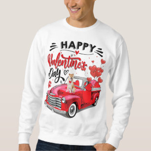Niedlicher Shiba Inu Hund Red Truck Happy Valentin Sweatshirt
