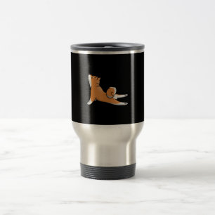 Niedlicher Shiba inu Hund Yoga-Pose Geburtstag Reisebecher