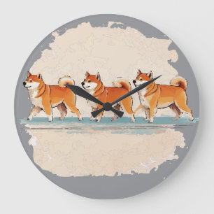 niedlicher Shiba inu laufen in einer großen Uhr