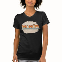 niedlicher Shiba inu Spaziergang in einem T - Shir