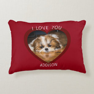 Niedlicher shih tzu Liebe Valentinherz Foto Dekokissen