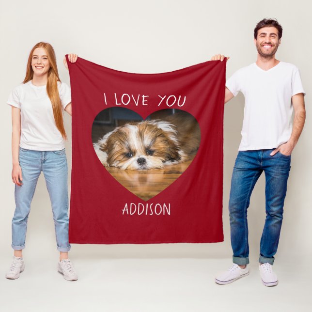 Niedlicher shih tzu Liebe Valentinherz Foto Fleecedecke (Beispiel)