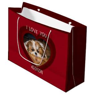 Niedlicher shih tzu Liebe Valentinherz Foto Große Geschenktüte
