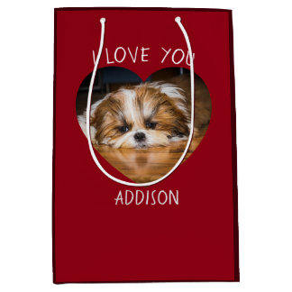 Niedlicher shih tzu Liebe Valentinherz Foto Mittlere Geschenktüte