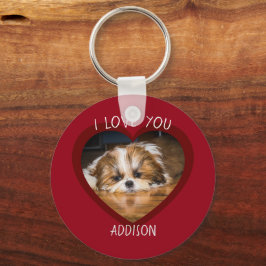 Niedlicher shih tzu Liebe Valentinherz Foto Schlüsselanhänger