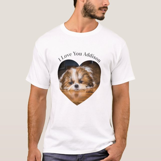 Niedlicher shih tzu Liebe Valentinherz Foto T-Shirt (Vorderseite)