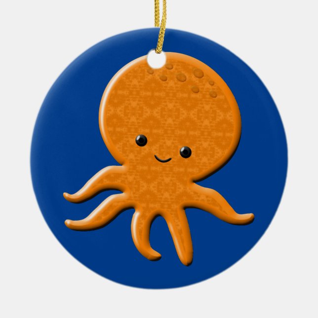 Niedlicher Shiny Octopus Cartoon Keramik Ornament (Vorne)