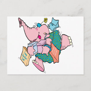 niedlicher Shopaholischer Shopping-Elefant Postkarte