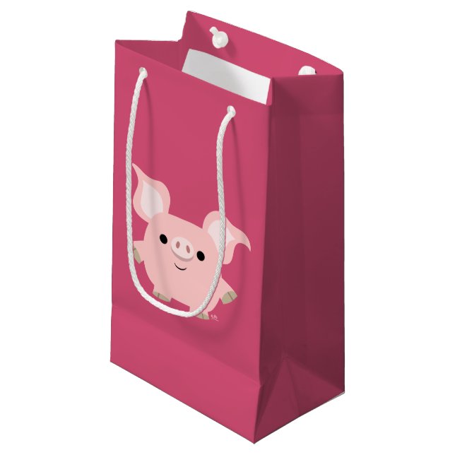 Niedlicher Shorty-Cartoon-Schweinebag Kleine Geschenktüte (Vorderseite Schrägansicht)